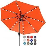 ABCCANOPY Durable Solar Led Patio Umbrellas with 32LED Lights 9FT (Orange)