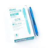 Pentel EnerGel-X Retractable Liquid Gel Pen (0.7mm) Metal Tip, Sky Blue Ink, Box of 12 (BL107-S)