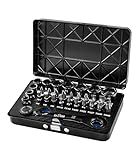 LABEAR-Low Profile 120-Tooth Reversible Ratchet wrench socket set, Non-slip socket, for Rounded/Standard bolt, 31pcs Low Profile Socket Set