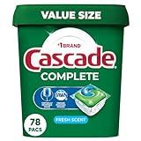 Cascade Complete Dishwasher Pods - Fresh Scent ActionPacs, Dishwasher Detergent, Dishwasher Soap, Detergent Pods, 78 Count