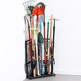 Garden Tool Organizer for Corner,Yard Tools Rack for Garage Storage Organization,Garage Tool Holder Free Standing No Mount.Heavy Duty and Solid Metal for Indoor and Outdoor Use.