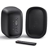 Saiyin Powered Bluetooth Bookshelf Speakers for Record Player, 40W Stereo Sound Speakers with 3-Inch Woofer, Dual-Curved Horn Bass Reflex Port and Optical/AUX/TV-ARC for Turntable/PC/TV, Pair