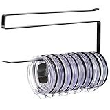 Tumbler Lid Organizer, Horizontal Tumbler Lid Storage Hook Up to 10 Lids, Space Saving Cup Lid Holders Under Cabinet Tumbler Lid Hook for Kitchen Organizer and Storage,Hanging Paper Towel Rack Hanger