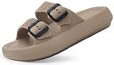 Weweya Men Women Slide Sandals Cushion Squishy Foam Sandal Khaki Men Size 11 11.5 Women Size 12 12.5