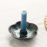 Ceramic Candle Holder, Candlestick Holder for Candles,Incense, Santo Palo, Rustic Vintage Home Decor for Halloween Christmas Weddings, Dining Room Table & Living Room Display (Blue)