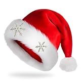 EZIYIN Santa Hat,Christmas Hats for Adults,Unisex Classic Velvet Santa Hats for Xmas New Year Party & Gifts