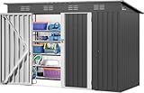 DWVO 9.1x4.2ft Large Outdoor Storage Shed, Metal Tool Sheds, Heavy Duty Tool Storage with Lockable Doors & Air Vent for Backyard Patio Lawn to Store Bikes, Tools, Lawnmowers,Dark Gray
