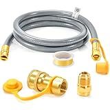 GasSaf 6 FT Natural Gas Grill Hose with Quick Connect Fitting, Natural Gas Conversion Kit Suitable for Gas Grill, Generator, Patio Heater and More (with Sealing Tape)