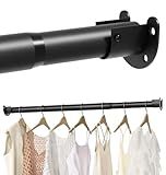 Adjustable Closet Rod, 16 to 46 Inche Closet Rods for Hanging Clothes, Heavy Duty 1.3 Inch Closet Hanging Rod for Laundry Room and Closet Storage