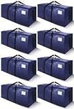 SWEET DOLPHIN 8 Pack 200LB Heavy-Duty Moving Bags with Wrap-Around Handles, Extra Large Storage Totes for Space Saving, Clothes Storage Bags, College Dorm Essentials, Blue, 24 Gal