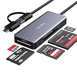 USB C USB3.0 SD Card Reader, 5in1 Multi Card Reader for SD/TF/CF/Micro SD/MS/M2, Drive Free for iPhone 15 pro max/Windows/Mac/Linux/Android (USB3.0 and Type-C)
