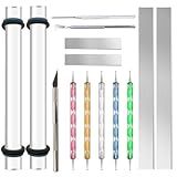 14 Polymer Clay Tools Acrylic Roller Clay Rolling Pin with Thickness Rings Tissue Blade Sculpting Earring Making Kit Supplies Slicer Knife Dotting Tool Jewelry Accessories Mini Cutters Press