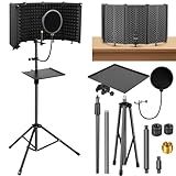 Microphone Stand With Isolation Shield,Recording Studio Equipment With Pop Filter,Tripod Stand, Foldable Mic Shield With Sound Insulation For Recording Studio, Podcasts,Broadcasting