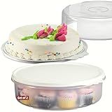 SIGNORA WARE Pie Carrier with Lid – 2-Piece Multipurpose Cupcake Carrier Pie Carrier for 2 Pies – 11 Inch Plastic Round Cake Holder with Lid – Semi-Transparent Airtight Pie Carriers for Transport
