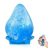 Water Drop Squishy Stress Ball, Soft Glitter Drop Squishy Ball to Stretch, Squeeze, Slow Rise Stress Relief Fidget Moldable Decompression Ball (Blue)