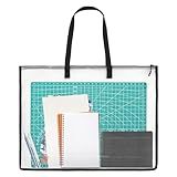 Art Portfolio Bag, 19 x 25 Inch Portfolio Folder for Artwork Large Art Portfolio Case Clear Mesh Storage Bags with Handle and Zipper for Posters, Bulletin Boards, Scrapbooks, Keepsake, Art Supplies