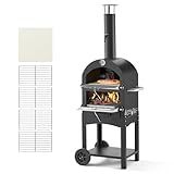 VEVOR Outdoor Pizza Oven, 12" Pellet Fire Ovens, 2-Layer Pizza Oven Wood Fired, Wood Burning Outdoor Pizza-Oven with 2 Removable Wheels, 1000℉ Max Temperature Fired Pizza-Maker Ovens for Barbecue