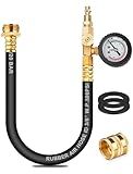Dual Purpose RV Winterizing Kit with Pressure Gauge, 17Inch Hose Blow Out Fitting Adaptor 3/4" Male&Female GHT Quick Connect Blowout Plug for Winterizing RV, Camper, Travel Trailer, Garden Hose