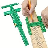 T Shaped Carpenter Layout Scriber with Fine Tuning, Precision Multi-function Marking Measuring Gauge, Metric & Inch Sliding Marking Gauge Woodworking