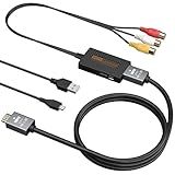 LA NREUCETS RCA to HDMI Converter, Composite AV to HDMI Converter Support 1080P with HDMI Cable for Xbox/Wii/PS1/PS2/PS3/GameCube/N64/VHS/VCR/DVR Players