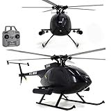 Large 335mm MD500 C189 Brushless Remote Control Helicopter Add Optical Flow Positioning RC Heli Aircraft 1/28 Scale Full-Function Excellent Control Aerobatics System US Military RTF Black 1-Battery