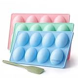 Silicone Egg Molds for Baking 3Pack 8-Cavity Food-Grade Non-stick Egg-Shaped Halloween Mold for Deviled eggs Chocolate Cake Dessert