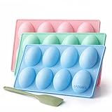 Silicone Egg Molds for Baking 3 Pack 24 Cavity Food-Grade Chocolate Molds Baking Candy Jello Mold Set Non-stick Egg-Shaped Easter DIY Baking Supplies for Cake Ice Cream Dessert Ice Cube Pastry