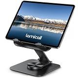 Lamicall Adjustable iPad Stand for Desk - [Ultra-Slim Foldable][360°Rotation Base] Tablet Holder Stand, Heavy-Duty E-Reader Kindle Holder for 4.7-13" Device, iPad Pro Air Mini, Kindle, Tabs, iPhone