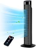 Uthfy Tower Fan with Remote, Portable 120° Oscillating Standing Fan, 3 Speeds & 3 Modes, 7.5H Timer, Fans That Blow Cold Air for Bedroom, Living Room, Office, Black