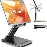 LISEN Tablet Stand, iPad Stand Tablet Holder for Desk, Kindle Accessories Home Office Portable Monitor Stand for Apple iPad mini Air Switch, Adjustable Height Angle, Foldable Design for Gifts