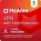 McAfee VPN with Total Protection | Secure Unlimited VPN 5 Devices |Antivirus and Cybersecurity Software 10 Devices |1- Year Subscription with Auto-Renewal |Download