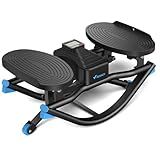 Merach Rocking Steppers for Exercise at Home,3D Motion Stair Stepper with Resistance Bands for Full Body Workout& Low-Impact Balance Board, 330 LBS Loading Capacity Exercise Equipment（Black）