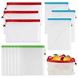 MAQIHAN 12PCS Reusable Produce Bags - Mesh Produce Bags Drawstring Reusable Washable Vegetable Storage Bags Refrigerator Keep Fresh Grocery Food Fruits Veggie Green Net Bag Toy Storage Zero Waste Shop