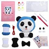 Autglint Panda Crochet Kit for Beginners, Learn to Crochet Starter Kit with Pre-Started Yarn & Easy-to-Follow Video Tutorials, DIY Amigurumi Animal Kit for Adults Kids Gift