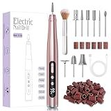 Cordless Nail Drill 35000RPM, Portable Electric Nail File for Acrylic Gel Nails, Professional Manicure Pedicure Kit, Rechargeable Pedicure Tools for feet with LCD Display, Low Noise Low Vibration