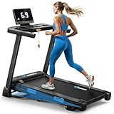 MERACH Foldable Treadmill with Incline, 7.5MPH Quiet Treadmills for Home with Double Deck Technology, 4 Silicone Shock Cushion, Heart Rate Monitoring,16.5" Wider Belt, APP, 300LBS Capacity