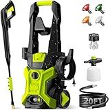 Electric Pressure Washer 2.5 GPM – High Pressure Power Washer with Foam Cannon, 4 Quick-Connect Nozzles, 20ft Hose & Compact Storage for Cars, Driveways, Patios & Home Cleaning