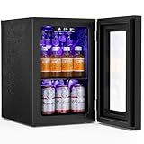 Antarctic Star 18L Beverage Refrigerator Cooler 24Can, Mini Fridge with Quiet Compressor, LED Light,Freestanding Small Fridge with Electronic Temperature Control for Home and Bar(40-61 ℉)