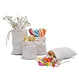 Reusable Eco friendly 5 x 7 Inches Cotton Thick Single Drawstring Muslin Bags "premium quality (Natural Color)-100 count pack