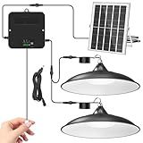 APILAB Solar Shed Light Indoor Outdoor, Dual Lamp 2000LM Daytime Available Pendant Light with Pull String, Dusk to Dawn, 3 Lighting Modes Solar Lights Indoor, Waterproof for Barn, Gazebo, Shop, Garage