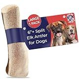 Devil Dog Pet Co. Split Elk Antlers for Dogs, Large 6"+, 1 Pack, Grade A Long Lasting Chew for Aggressive Chewers, Premium USA Naturally Shed Antler – Healthy, No Odor, Durable Dog Chew
