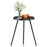 LMGVRZK Small Round Side Table Metal End Table Outdoor Black Side Table Mid-Century Modern Accent Table for Office Bedroom Balcony and Small Spaces.