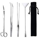 FISTOY 15in Aquascaping Tools, 4 in 1 Long Aquarium Tweezers Scissors Spatula, Stainless Steel Aquatic Plants Aquascaping Tools Set for Fish Starter Kits, Aquariums Tank and Terrarium