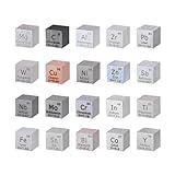 HOMOSTARRY 20 Piece Element Cube Set 0.39” Density Metal Cube Set 10mm Up to 99.99% Purity, Tungsten Cube, Bismuth and 18 More for Students Teacher Science Lover Collection&DIY (20)