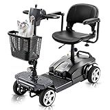 Cycmate 4 Wheel Mobility Scooter for Seniors & Adults 15 Mile Range, 6 MPH Powered Mobility Scooter with 300 lbs Capacity, Foldable Compact Mobility Scooter for Travel, Electric Wheelchair Device