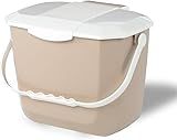 Nova Products Kitchen Compost Bin for Food Waste – 2 Gallon (8L) Countertop Compost Container, Odor-Reducing Lid with Filter, Leak-Proof, Durable & Easy to Clean – Beige/White