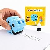 GoldenEgg Math Teacher 4-in-1 Math Roller Stamp, Addition, Subtraction, Multiplication & Fill-in-The-Blank Practice Tool for Kids, Classroom & Home Use (Blue)