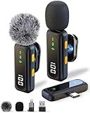 Wireless Lavalier Microphone for iPhone-iPad, Android Phone,Computer,Microphone wireless,Mini Lapel Mic with Noise Reduction and Crystal Sound for Video Recording,Vlogging,TikTok,Singing,YouTube-Black