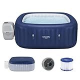 Bestway SaluSpa Hawaii 4 to 6 Person Inflatable Hot Tub, Square Energy-Efficient Portable Outdoor Spa with 140 AirJets, 71" x 28"
