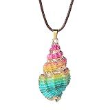 FM FM42 Natural Seashell Rainbow Color Shell Scallop Conch Pendant Necklace (Style 15)